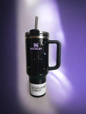 Stanley Black Tumbler with Purple Celestial Accents